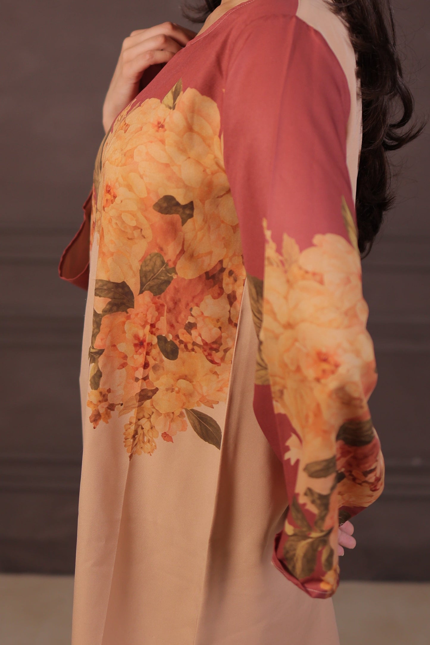 Peach Floral Printed Lounge Set