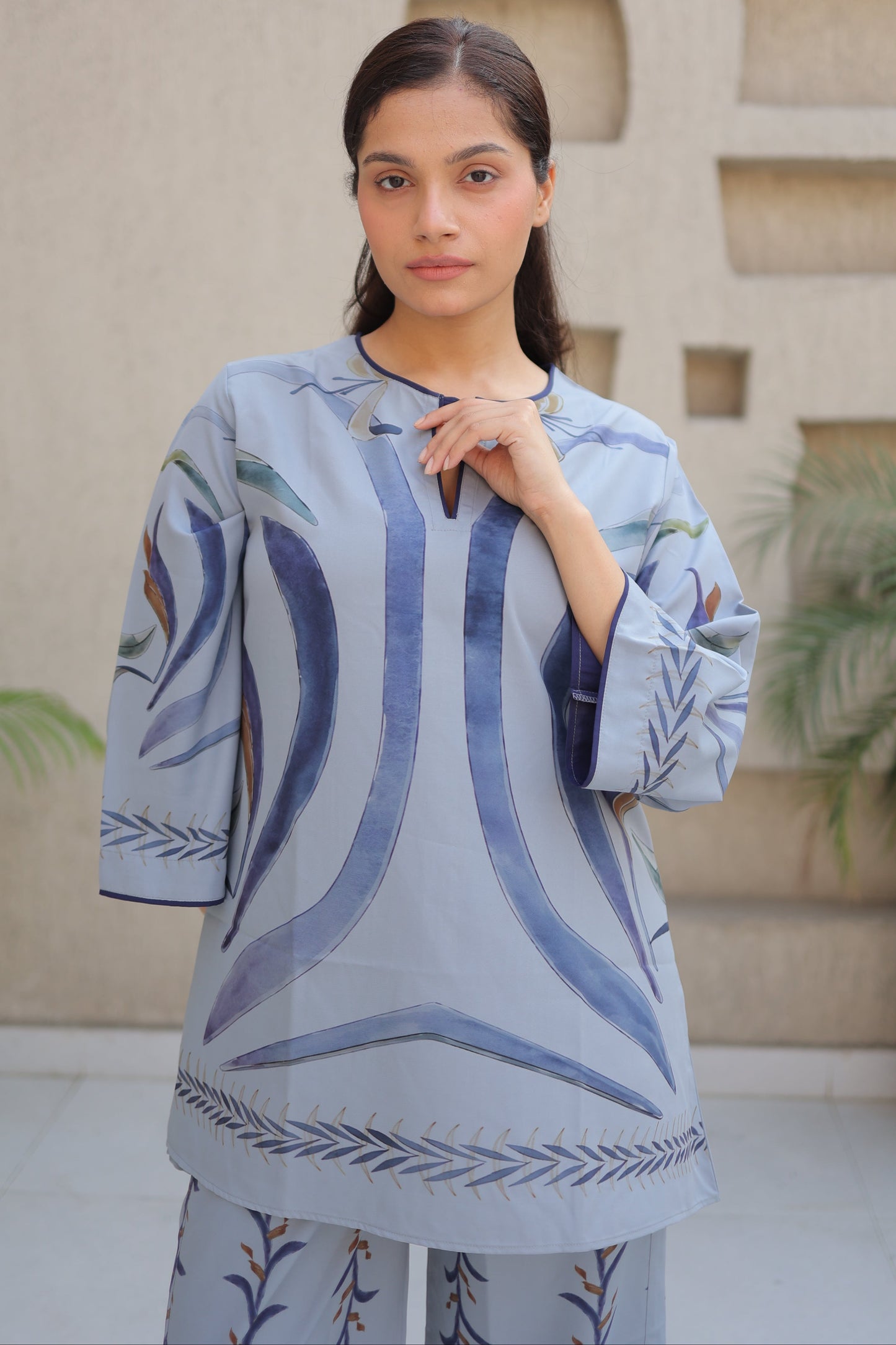 Powder Blue Water color Printed Set