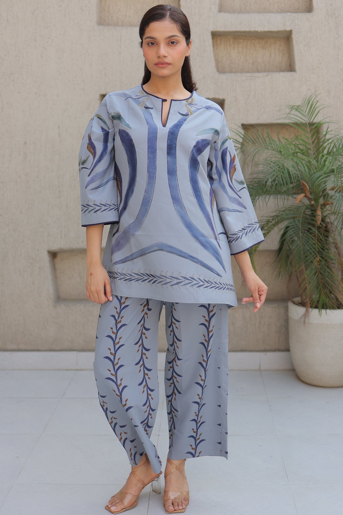 Powder Blue Water color Printed Set