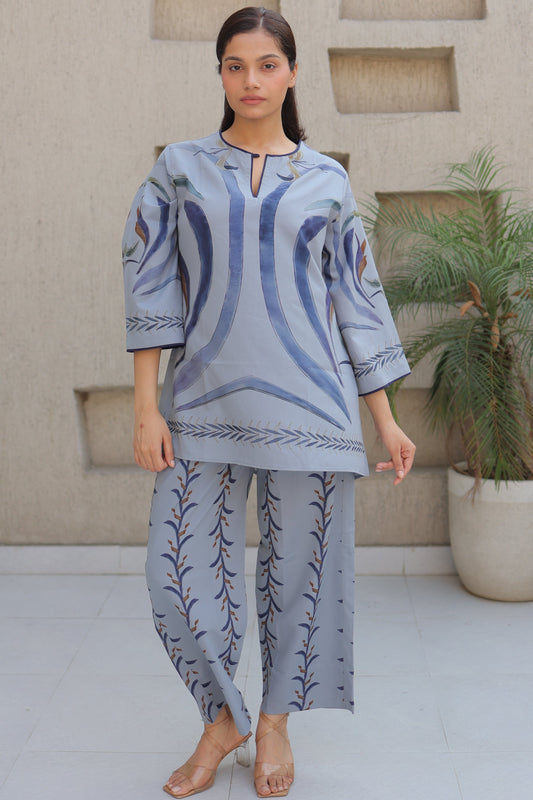 Powder Blue Water color Printed Set