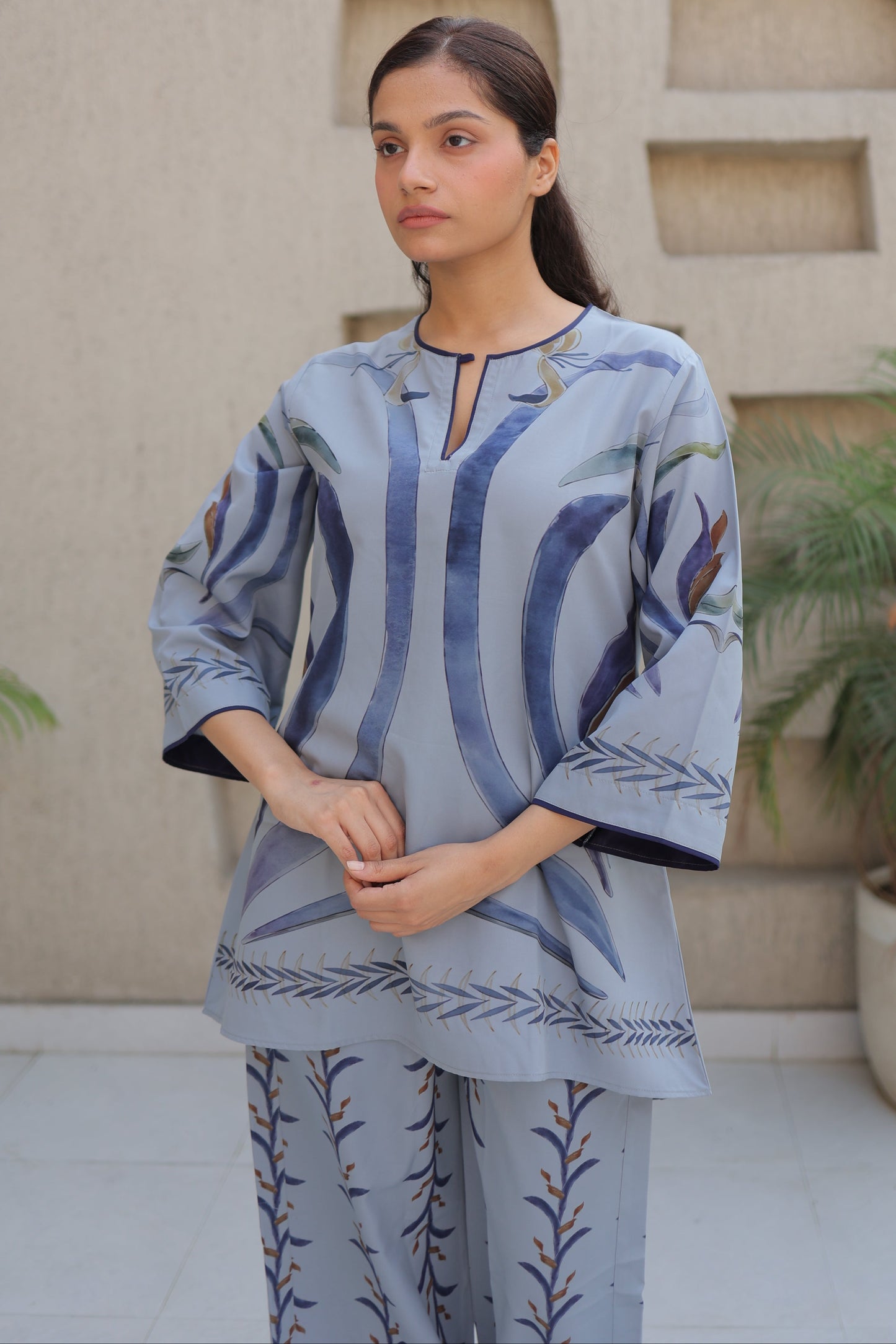 Powder Blue Water color Printed Set