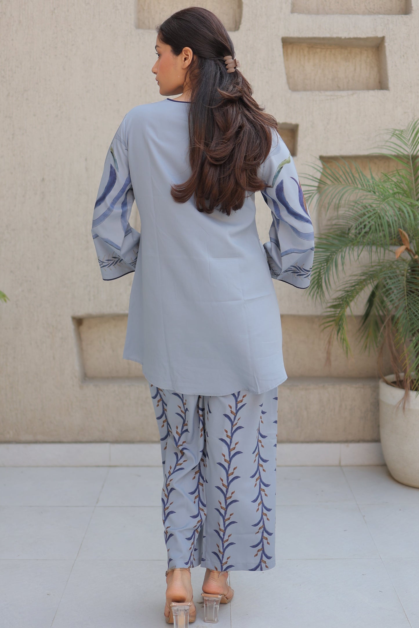 Powder Blue Water color Printed Set